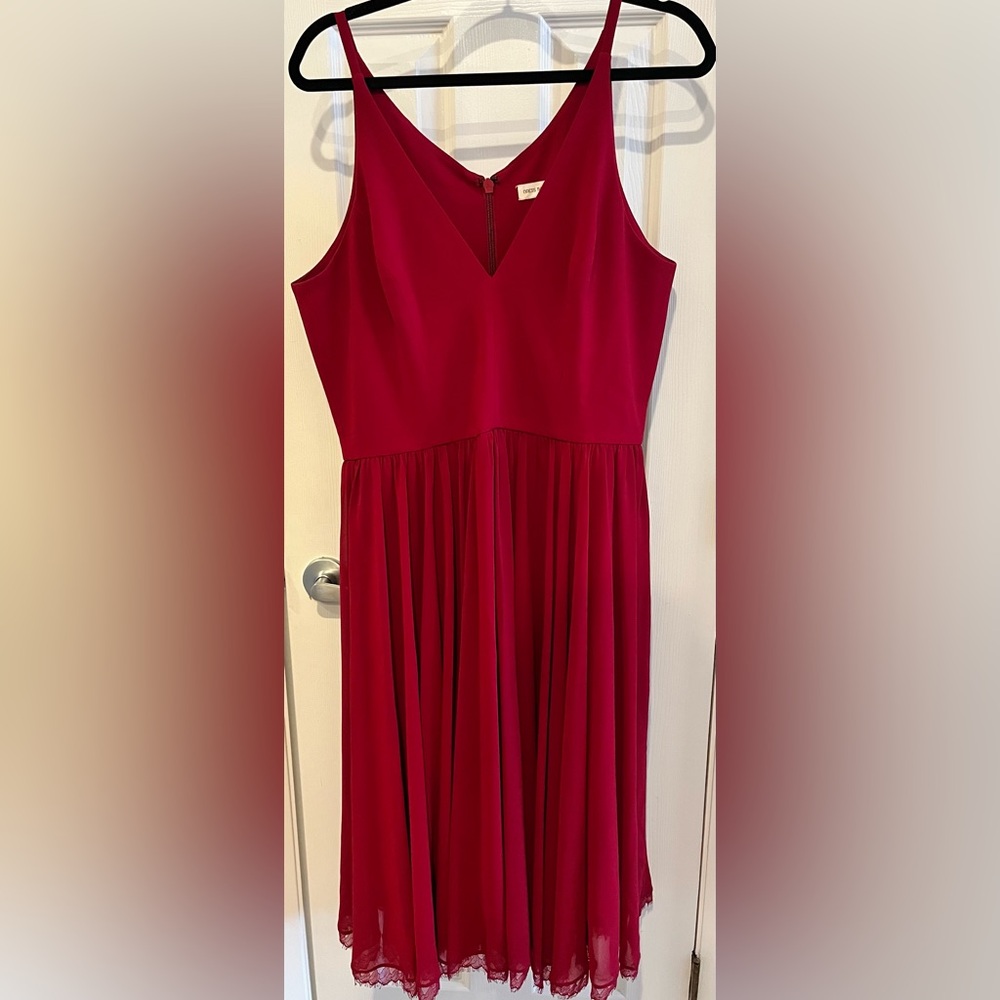 Dress the Population Alicia Plunging Mix Media Sleeveless Fit & Flare Midi Dress
